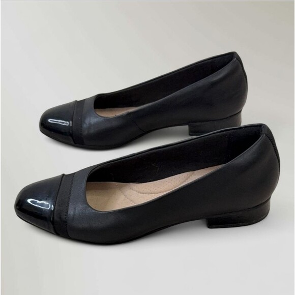 Clarks Women’s Juliet Monte Slip On Flats Black Patent Leather Sides Size 8 - Picture 7 of 9